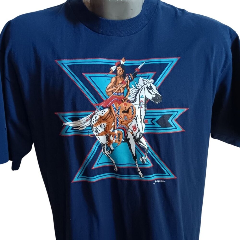 Single Stitch T-Shirt XL Vintage 90s Southwestern Chief Horse True Vtg Hanes USA - Picture 3 of 12